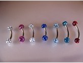 1.2mm PVD Gold Titanium Curved Barbells with Precosia Jewelled Balls Contact Lens